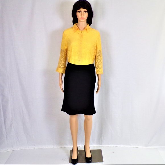 C.L.O.T.H.E.S. size S yellow long-sleeve blouse - Picture 2 of 13